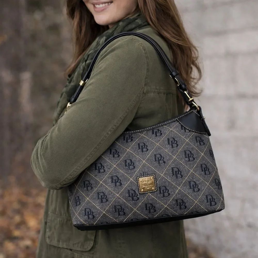 Dooney & Bourke Monogram Canvas & Leather Hobo Bag